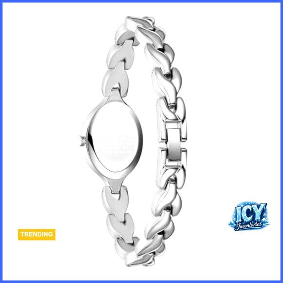 Vintage Oval Bracelet Watch with Stainless Steel Band and Adjustment Tool main image 5